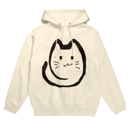 ゆる線黒にゃんこ　ωな微笑み Hoodie