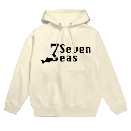 Seven Seas モチーフロゴ（黒文字） 후디