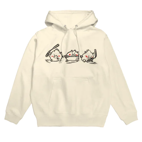 ヌンチャクいのしし（黒線） Hoodie