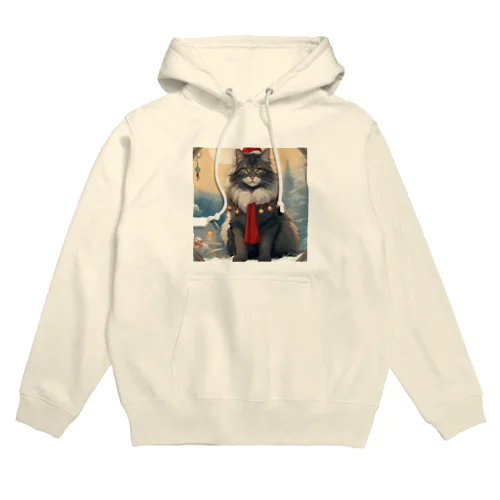 猫　冬　クリスマス Hoodie