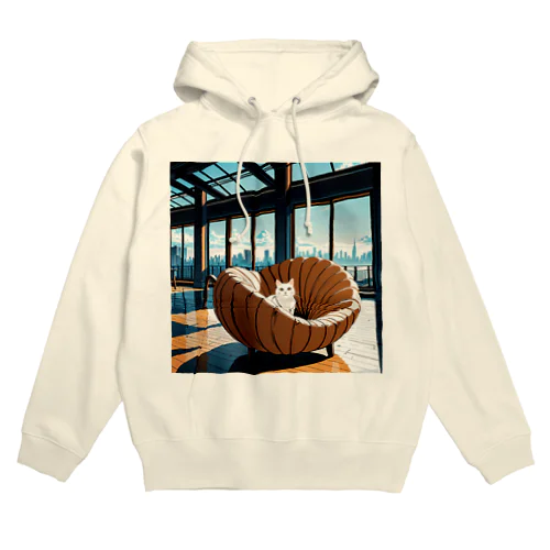 シェルチェア白猫 Hoodie