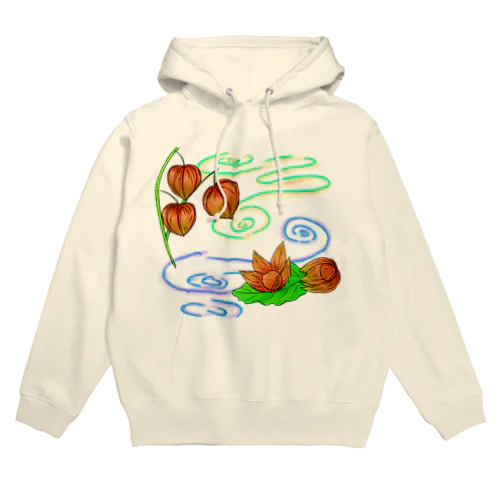 枝つきホオズキ 水紋（和柄）その2 Hoodie