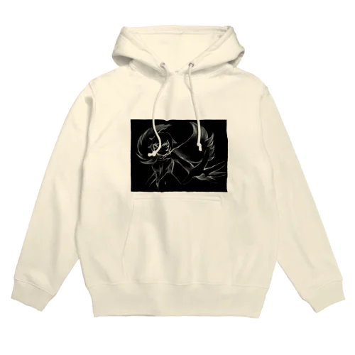 手描きモノクロ鳥系オリキャラ Hoodie