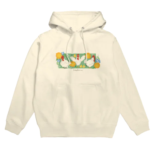 賑やかな鶏(白色レグホーン種) Hoodie