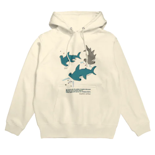 マイクロプラスチックとハンマーヘッドシャーク Hoodie