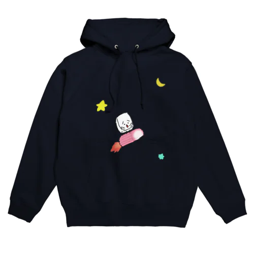 すあまロケットに乗ってどこまでも進むおとうふくん(夜空なし) Hoodie