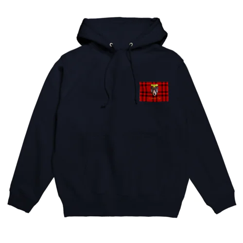 くまのムー 赤のチェック柄 Hoodie