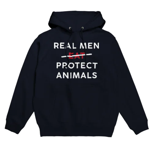 Real men protect animals パーカー