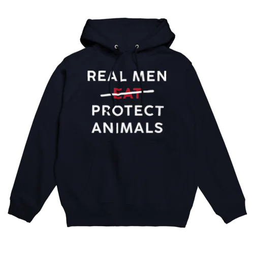 Real men protect animals パーカー