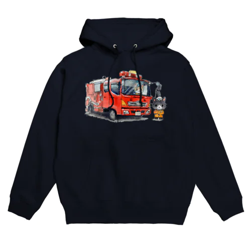 消防車とレスキューにゃんこ Hoodie