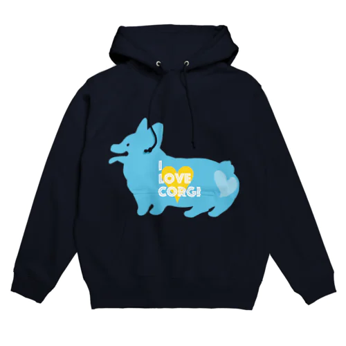 I Love Corgi♡（ブルー） パーカー