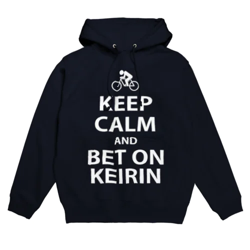 KEEP CALM AND BET ON KEIRIN ネイビー パーカー / 前面プリント パーカー