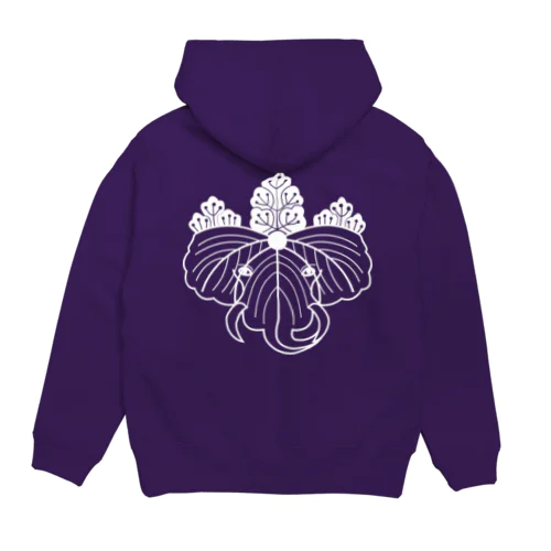 動物家紋。H.T.桐とゾウ　ホワイト Hoodie
