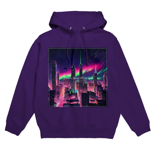 オーロラと流れ星の街 Hoodie