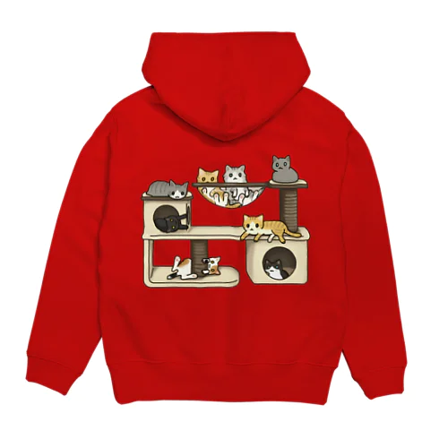 バックプリント キャットタワー Hoodie