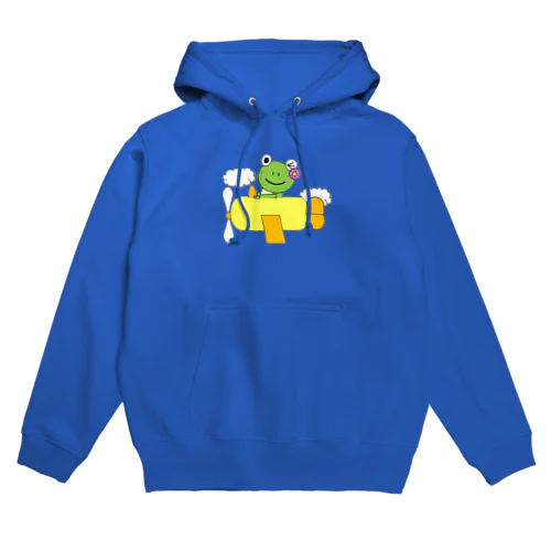 飛行機に乗ったかえるさん Hoodie