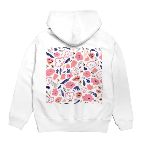 抽象的な手描きの花柄 Hoodie