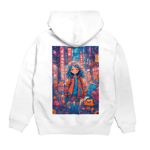 静かな通りでほほ笑む女の子 Hoodie