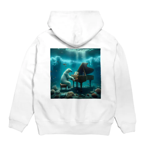 海中でピアノを弾く白熊 Hoodie