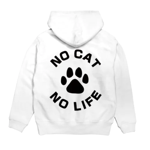 NO CAT NO LIFE 肉球 黒 バックプリント パーカー