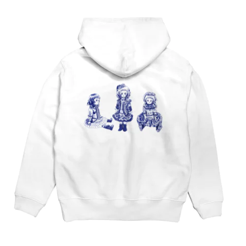 ビスクドール3人娘　デルフトブルー Hoodie