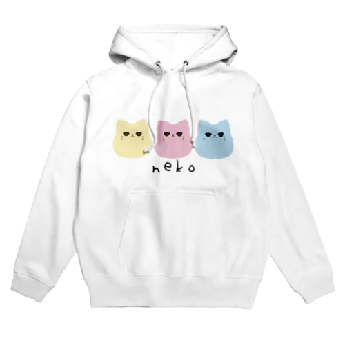 nekoが3匹（パステル） Hoodie