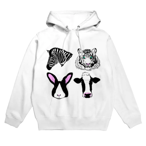 モノクロ動物集結 Hoodie