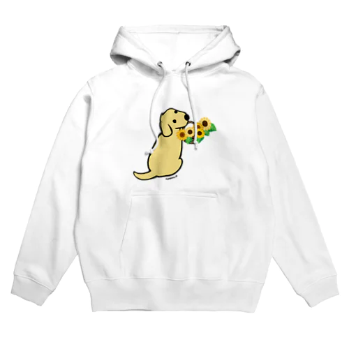 振り向くイエローラブラドールとひまわり Hoodie