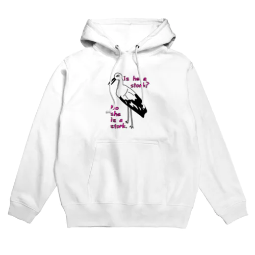 コウノトリ（ピンク文字） Hoodie