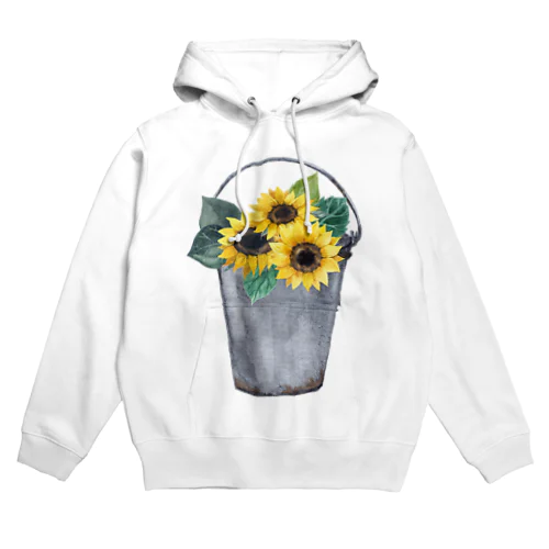 Watering bucket and sunflowers  じょうろ と ひまわり Hoodie