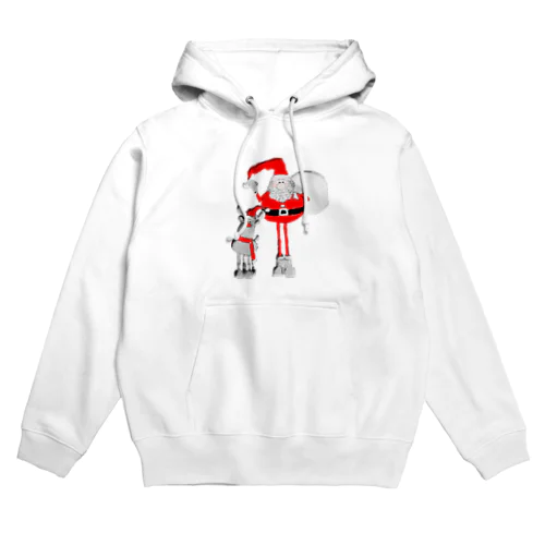 Santa＆Rudolph(モノトーン×赤) Hoodie