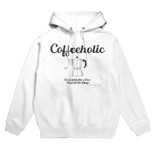 COFFEEHOLIC black logo パーカー