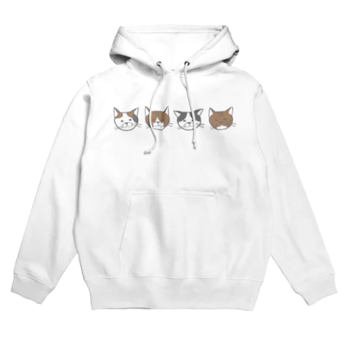 4匹のゆるねこちゃん横並び Hoodie