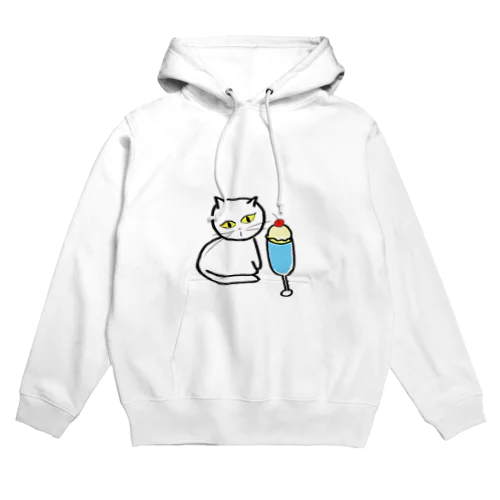 A lovely white cat who likes ice cream. Hoodie