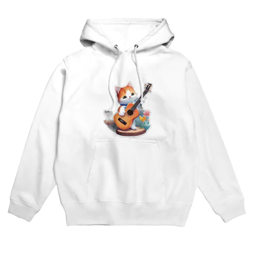 ギターを弾く可愛い猫 Hoodie