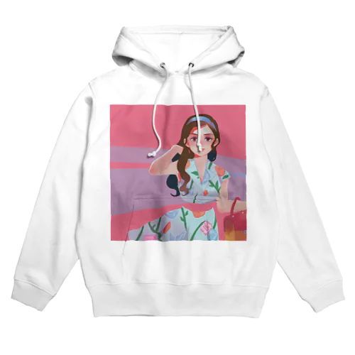 花柄ワンピの女の子 Hoodie