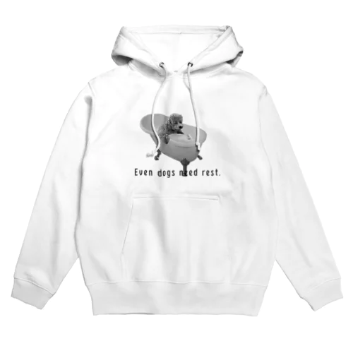 犬だって休みたい(モノクロ) Hoodie