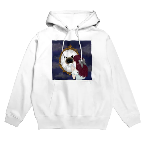 シャム猫娘「ボーダー」ジャケットイラスト 鏡越しのシャム猫 Hoodie