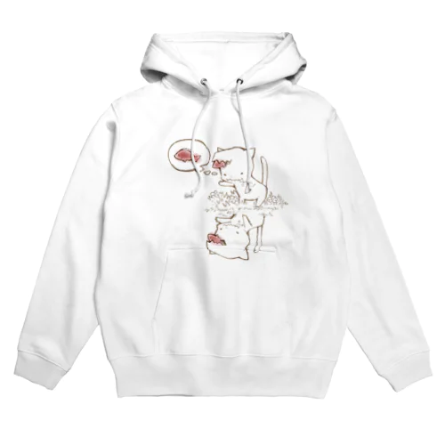 頭が赤い魚を食べた猫（よくばり） Hoodie