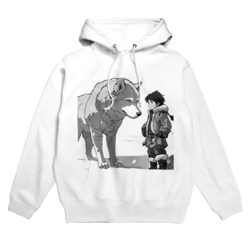 雪原の少年とオオカミ Hoodie