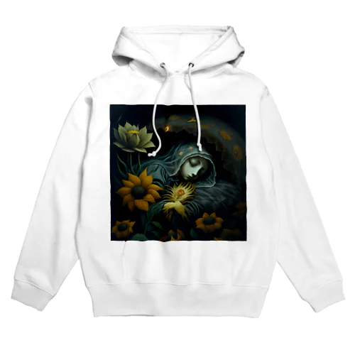 花の美しさと少女の儚さが、幻想的な世界を彩る。 Hoodie