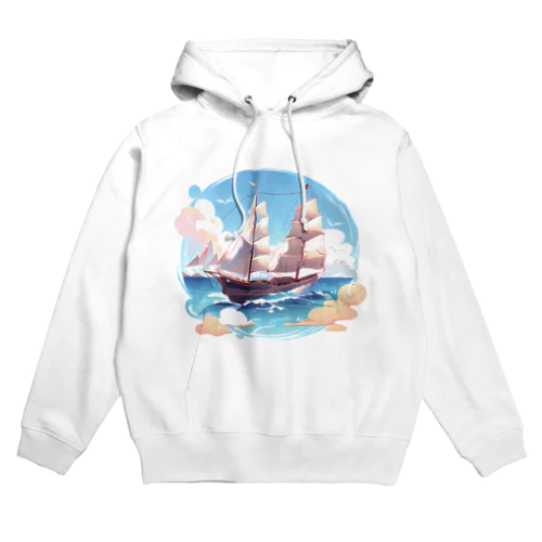 晴天の大海原と帆船 Hoodie