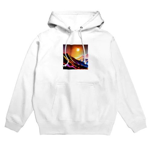 山から昇る月、シンセウェイヴカラー Hoodie