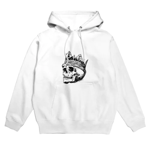 Black White Illustrated Skull King  Hoodie