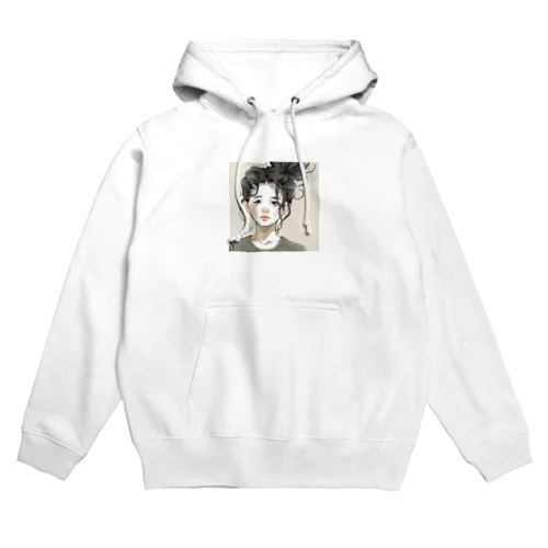 無造作ヘアの女の子 Hoodie