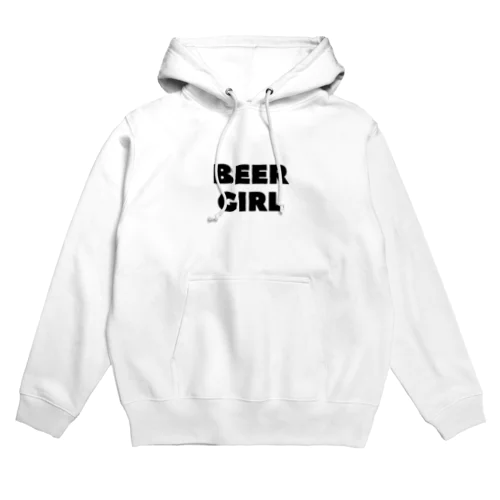 ビールガール_黒字(透過) Hoodie