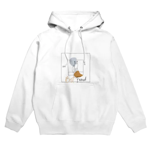 猫のアトリエ: アートやクリエイティブな猫デザイン　文字「Best Friend」 Hoodie