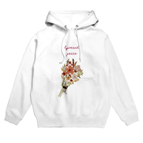 花束柄loveandpeace Hoodie