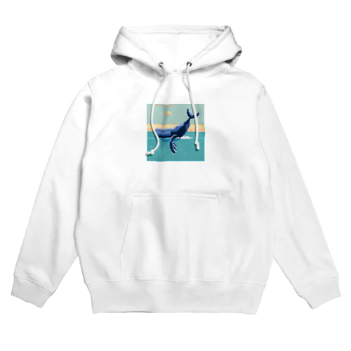 海の力強き舞踏者、クジラ　ピクセルアート Hoodie