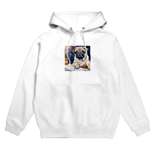 水彩子犬　パグ Hoodie